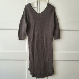 Lorena Antoniazzi Gray Ribbed Sweater Dress Paneled Midi Lagenlook